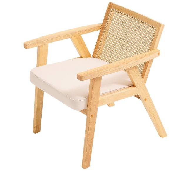 Rataninė kėdė su atlošu ir porankiais, smėlinė8