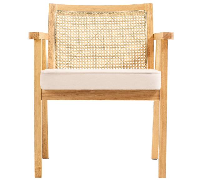 Rataninė kėdė su atlošu ir porankiais, smėlinė9