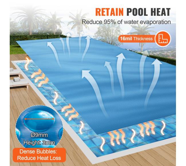 Saulės baseino uždanga 12,19 x 6,10 m2