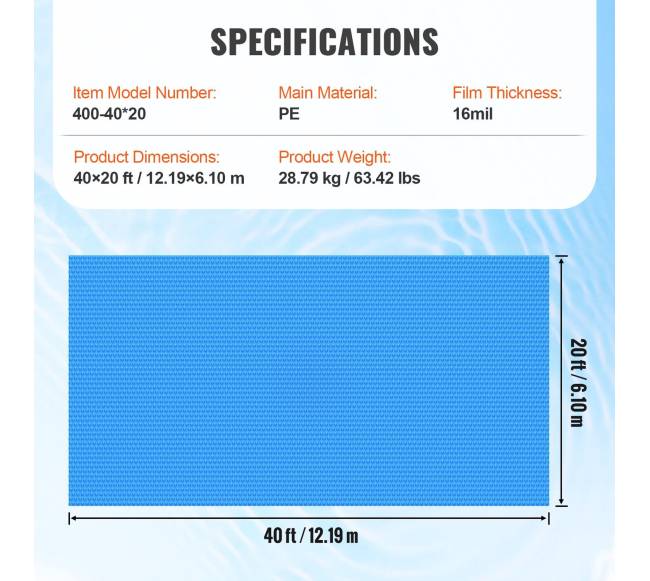 Saulės baseino uždanga 12,19 x 6,10 m6