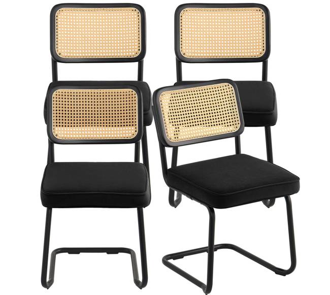 Rataninės kėdės, komplektas iš 4, juodos0