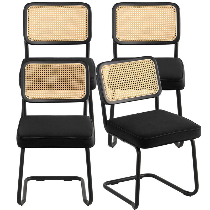 Rataninės kėdės, komplektas iš 4, juodos0