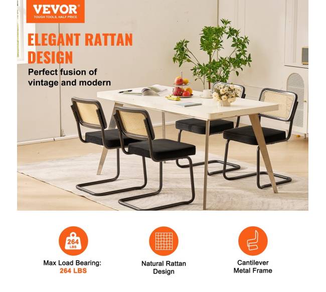 Rataninės kėdės, komplektas iš 4, juodos1