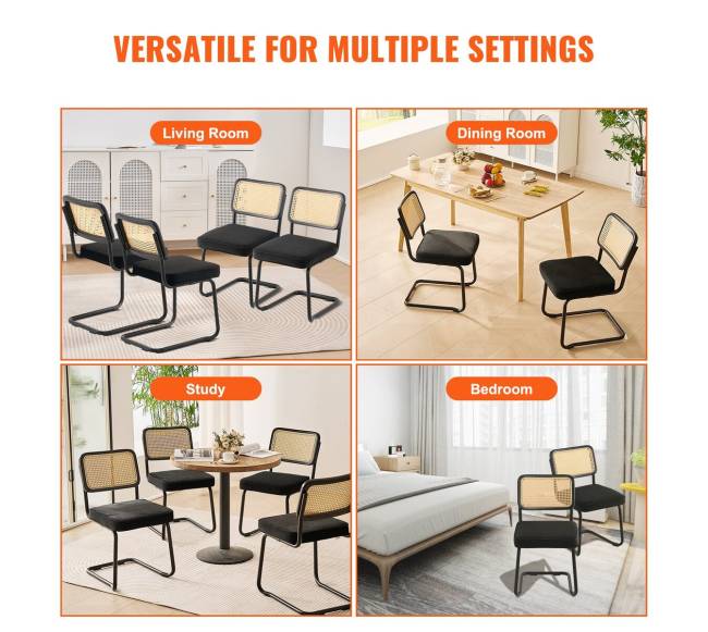 Rataninės kėdės, komplektas iš 4, juodos4