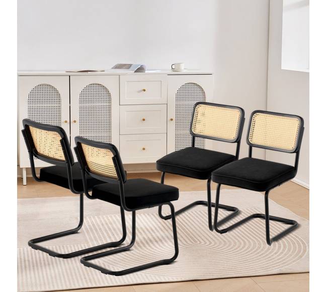 Rataninės kėdės, komplektas iš 4, juodos7