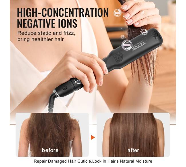 Plaukų tiesintuvas su titano plokšte ir neigiamais jonais2