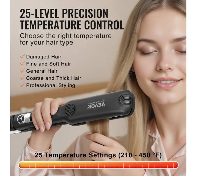 Plaukų tiesintuvas su titano plokšte ir neigiamais jonais4