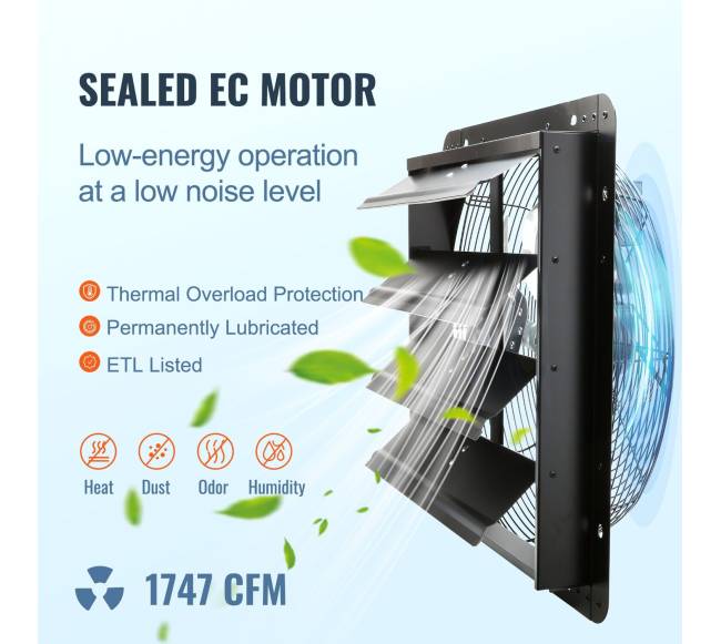 Žaliuzinis ištraukimo ventiliatorius 406 mm3