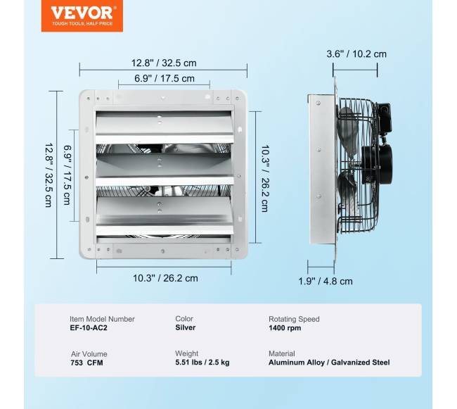 ventiliatorius sieninis 254 mm 753 CFM6