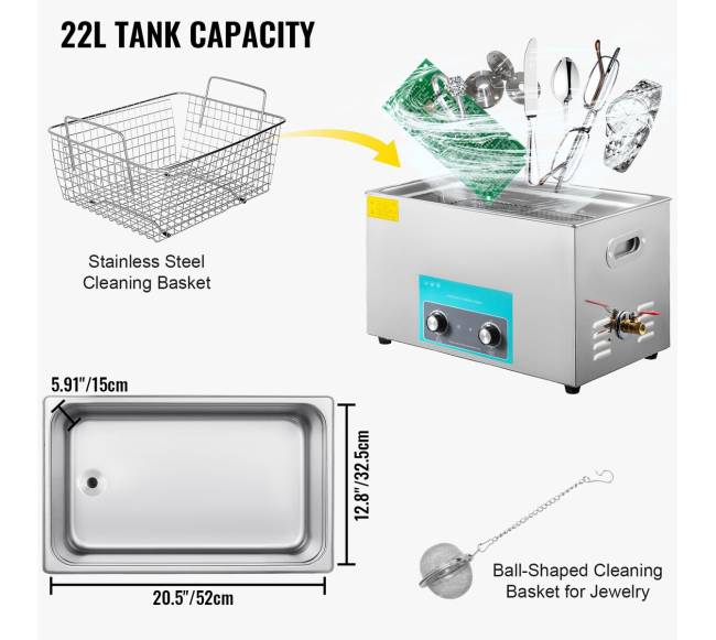 Ultragarsinė papuošalų valymo priemonė su kaitinimo funkcija5