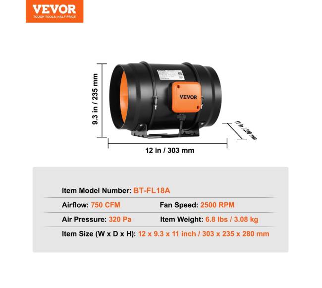 203,2 mm kanalu ventiliatorius HVAC sistemoms6
