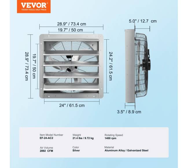 sieninis ištraukimo ventiliatorius su žaliuzėmis 610 mm6