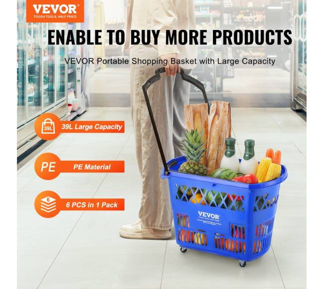 Plastikinis pirkinių vežimėlis su ratukais1