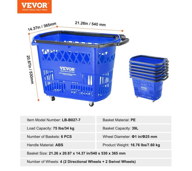 Plastikinis pirkinių vežimėlis su ratukais6