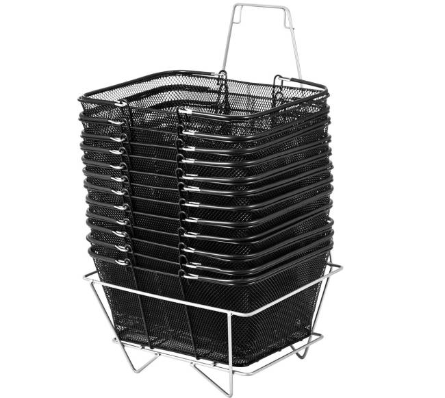 12 vnt. metalinių pirkinių krepšių su rankenomis0