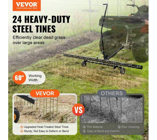 Vejapjovės grėblys traukiamas už ATV ar vejapjovės1