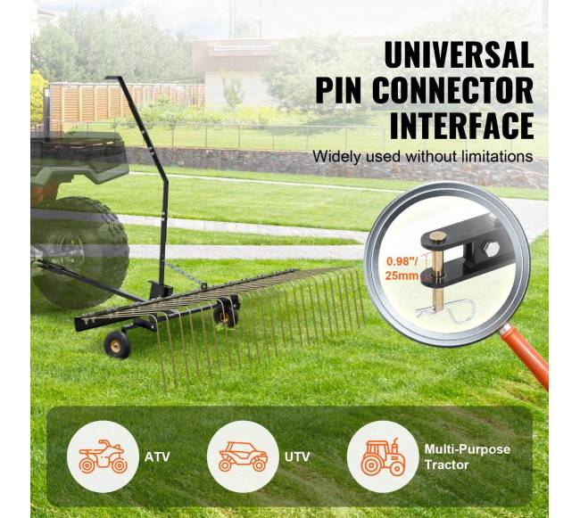 Vejapjovės grėblys traukiamas už ATV ar vejapjovės2