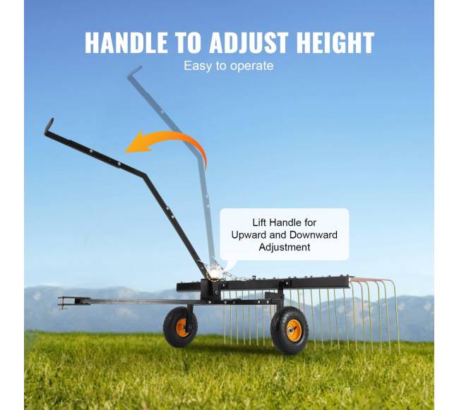 Vejapjovės grėblys traukiamas už ATV ar vejapjovės3