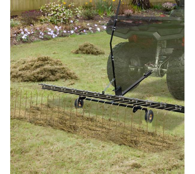 Vejapjovės grėblys traukiamas už ATV ar vejapjovės7