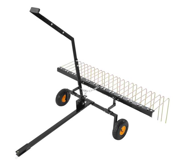 Vejapjovės grėblys traukiamas už ATV ar vejapjovės9