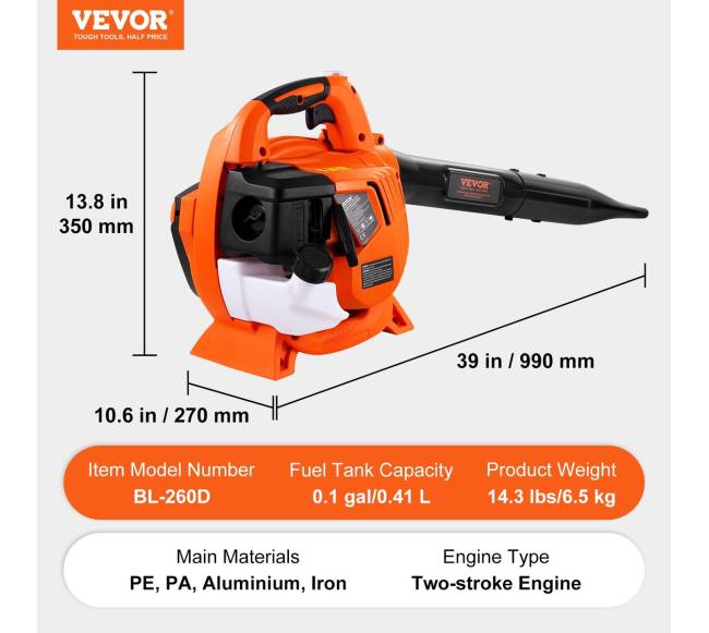 Benzininis rankinis lapų pūstuvas 26cc6