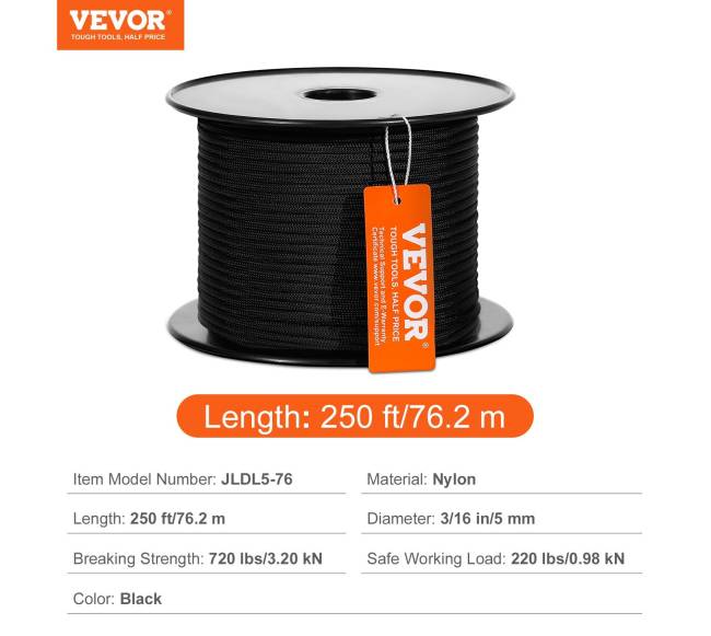 Pintas nailoninis lynas 5 mm, 76,2 m6