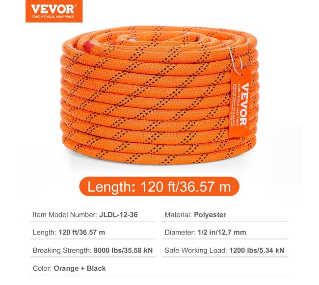 Medžio laipiojimo virvė 36 m 48 gijų6