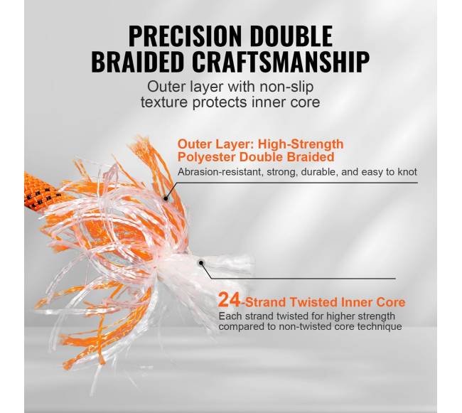 Medžiotojo virvė, dviguba pynė, 34" x 67 m2