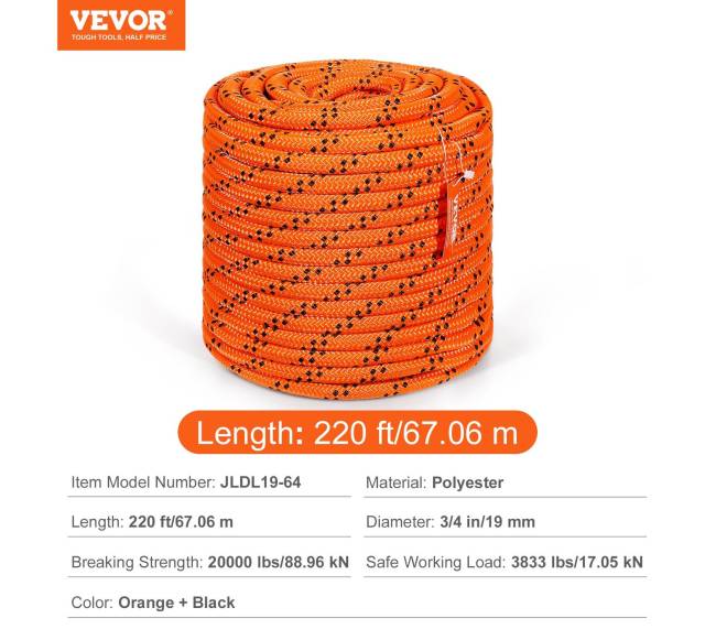 Medžiotojo virvė, dviguba pynė, 34" x 67 m6