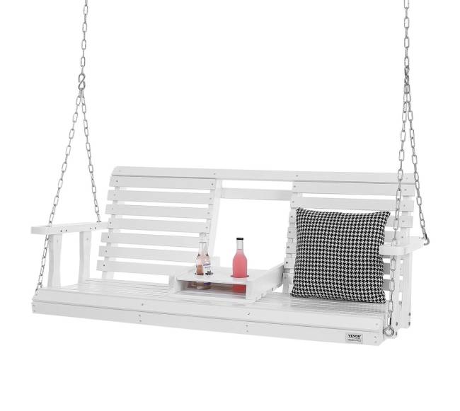 Medinis sūpynių suolas sodui 152 cm baltas0