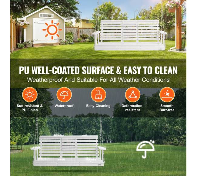 Medinis sūpynių suolas sodui 152 cm baltas2