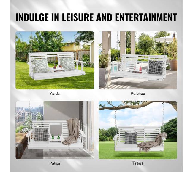 Medinis sūpynių suolas sodui 152 cm baltas5