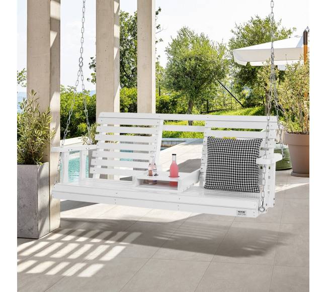 Medinis sūpynių suolas sodui 152 cm baltas7