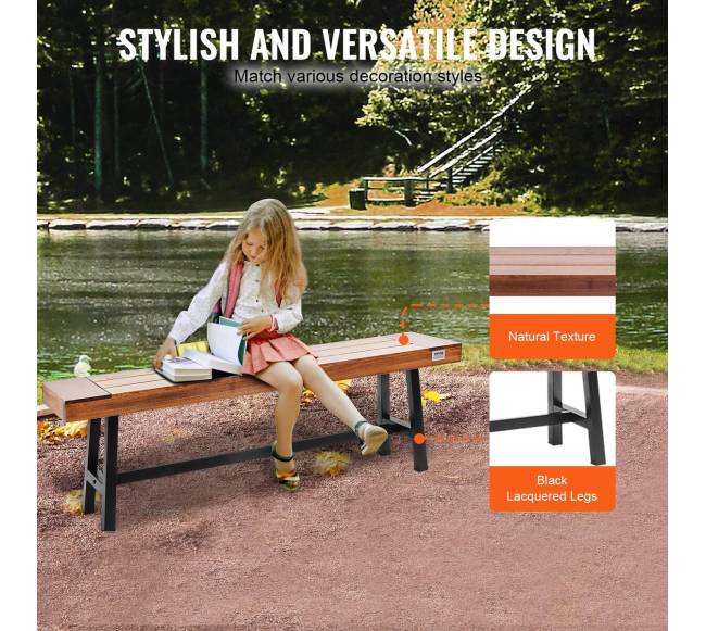 Lauko suoliukas medinis su metalinėmis kojomis3