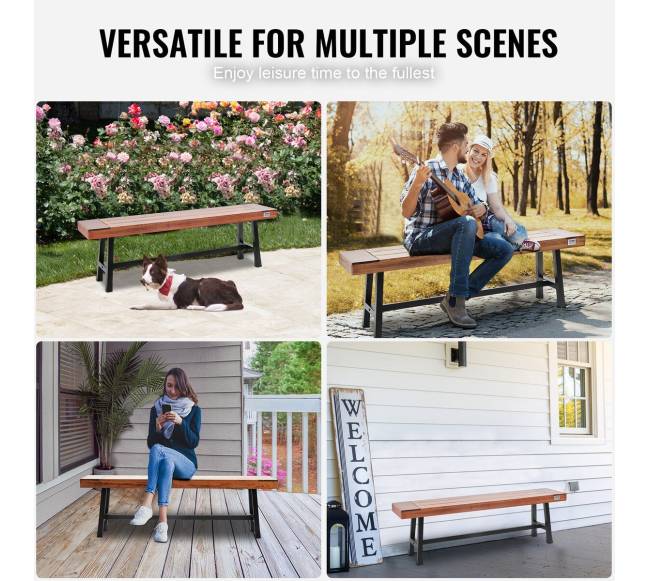 Lauko suoliukas medinis su metalinėmis kojomis5