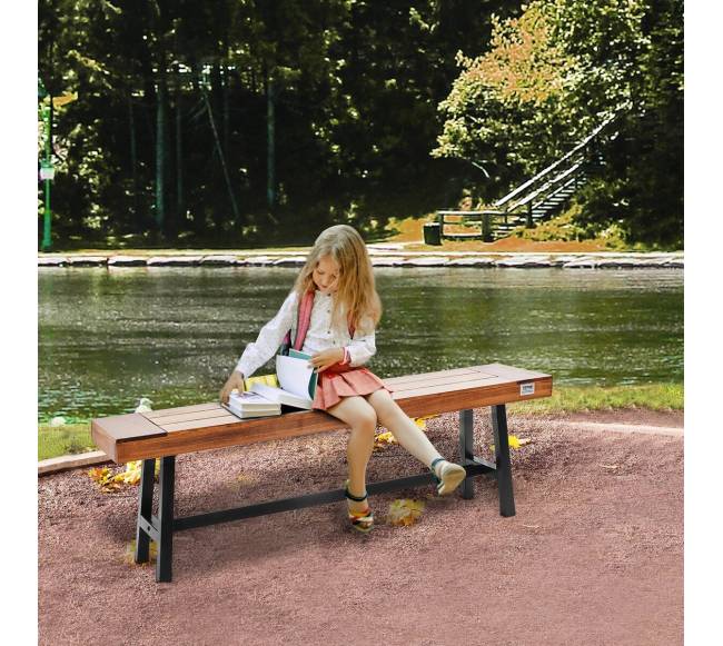 Lauko suoliukas medinis su metalinėmis kojomis7