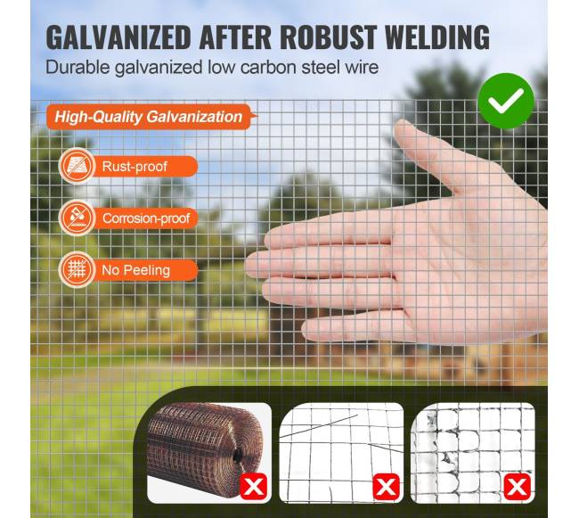 Metalinė viela 6.35 mm tinklelio 36cm x 30.48m2