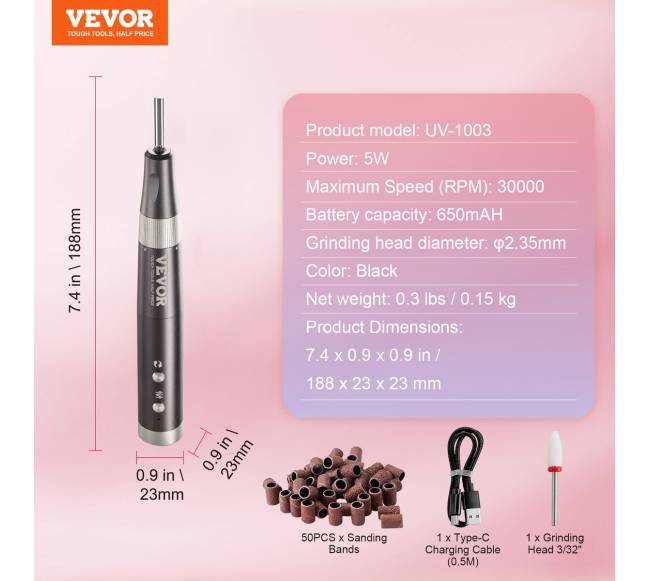 Elektrinis belaidis nagų grąžtas 30000 RPM6