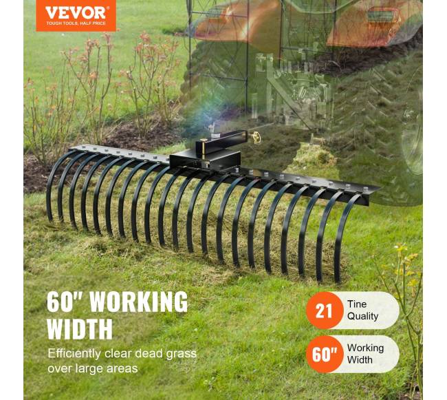 Peizažo grėblys su 21 plienine šakele1