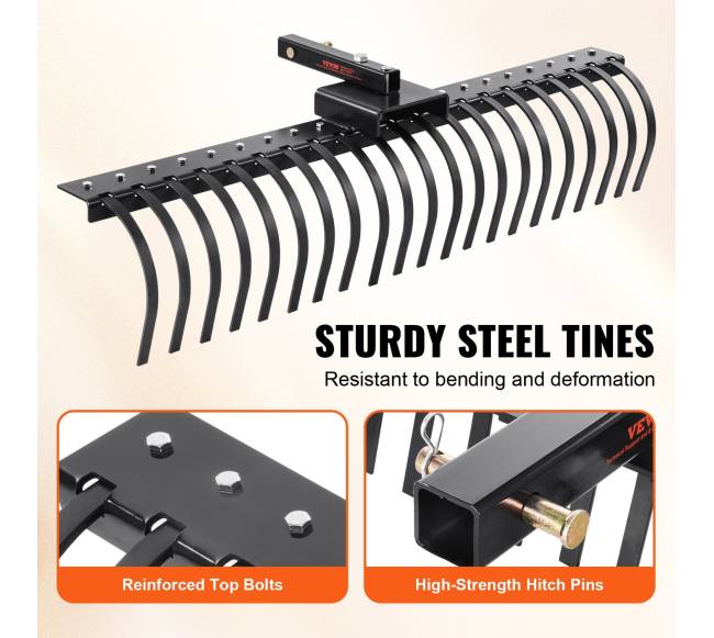 Peizažo grėblys su 21 plienine šakele2