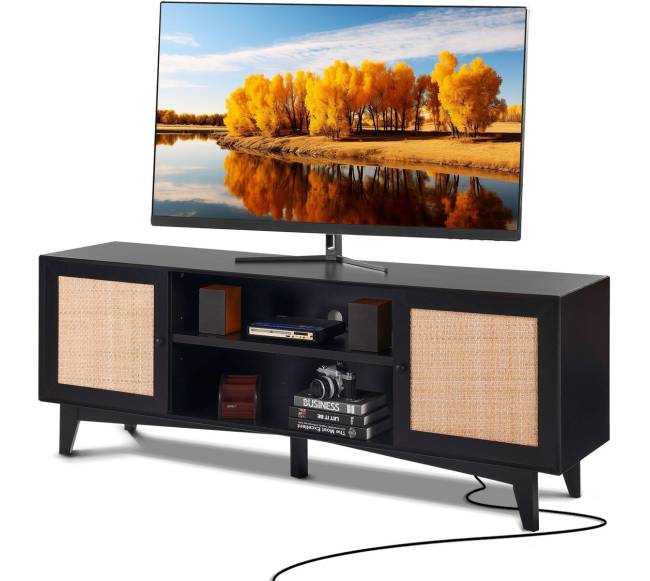 Rataninė TV spintelė 75 colių televizoriui0