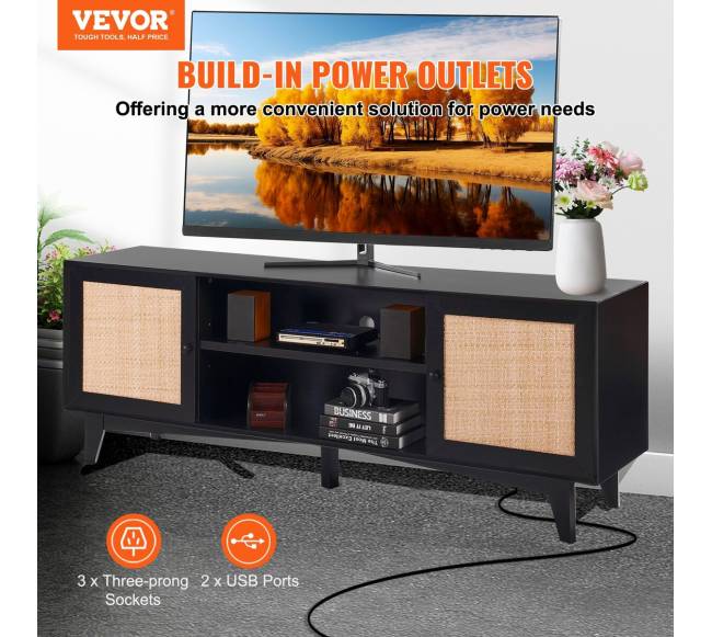 Rataninė TV spintelė 75 colių televizoriui1