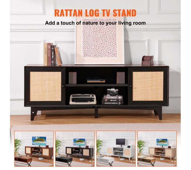 Rataninė TV spintelė 75 colių televizoriui2