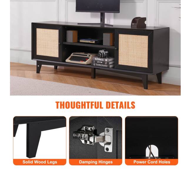 Rataninė TV spintelė 75 colių televizoriui5