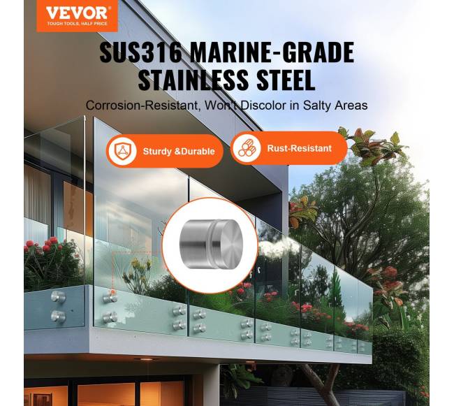 Stiklo spaustukai kvadratiniai turėklams 10 vnt1