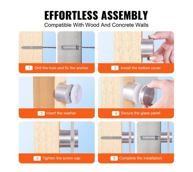 Stiklo spaustukai kvadratiniai turėklams 10 vnt2