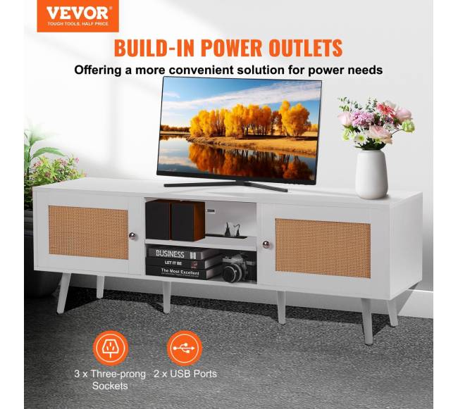 Rataninė televizoriaus spintelė 65" TV su lizdu1