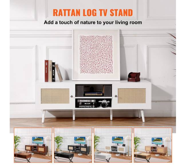 Rataninė televizoriaus spintelė 65" TV su lizdu2