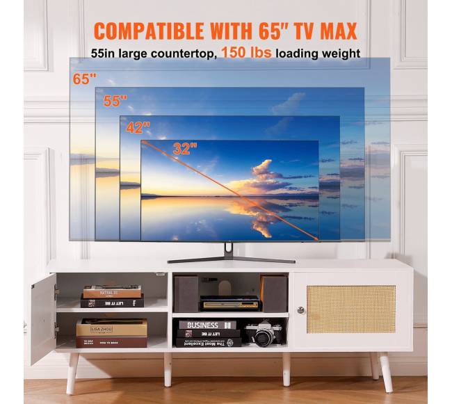 Rataninė televizoriaus spintelė 65" TV su lizdu3