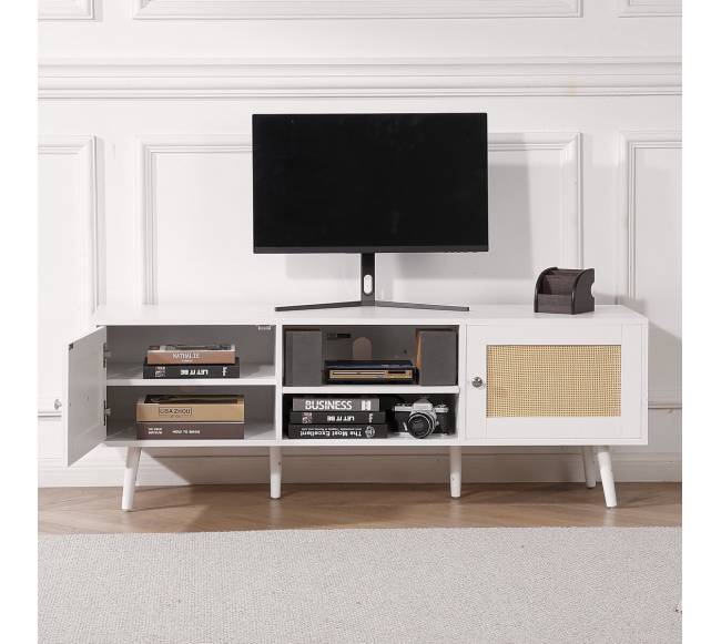 Rataninė televizoriaus spintelė 65" TV su lizdu7